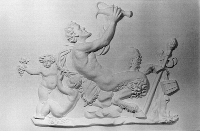 Bacchus Satyr, plaster relief sculpture