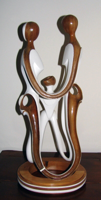 the family, abstract wood sculpture