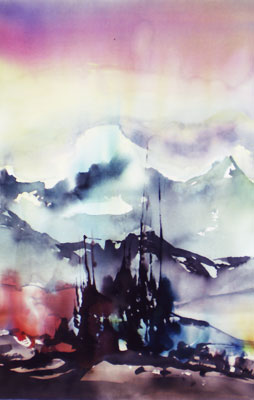Landscape Series. Untitled 36. Large Watercolor 20.25x28