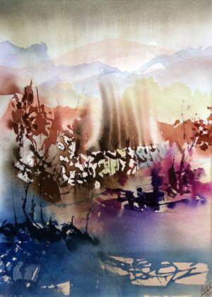 Landscape Series. Untitled 46. Large Watercolor 10.125x14.125