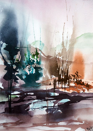Landscape Series. Untitled 47. Large Watercolor 13.125x10
