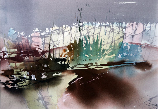 Landscape Series. Untitled 48. Large Watercolor 14x10