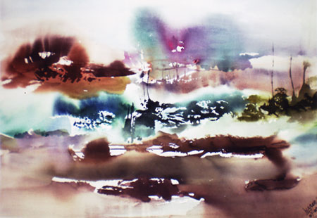 Landscape Series. Untitled 38. Large Watercolor 28.75x20.5