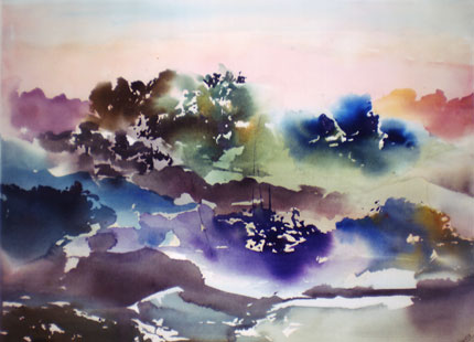 Landscape Series. Untitled 40. Large Watercolor 29x21.25