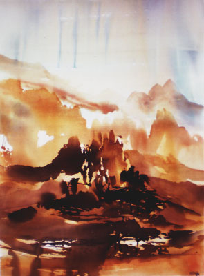 Landscape Series. Untitled 43. Large Watercolor 21.25x29