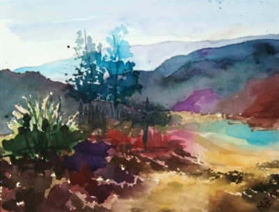 Landscape Series. Untitled #9. Watercolor on paper. 11 x 8.5 inches
