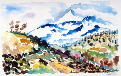 Mountains with Snow 12×18.25