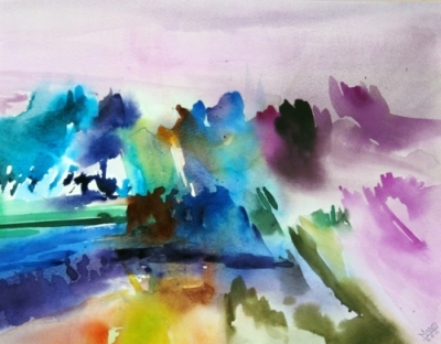 Landscape Series. Untitled #25. Watercolor on paper. 13.5 x 10.5 inches