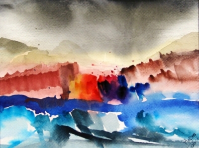 Landscape Series. Untitled #27. Watercolor on paper. 11.25 x 8.25 inches