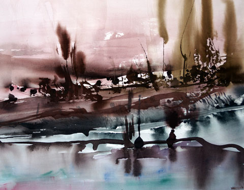 Landscape Series. Untitled 50. Large Watercolor 27x21