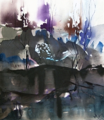 Landscape Series. Untitled #1. Watercolor on paper. 14 x 12 inches