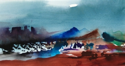 Landscape Series. Untitled #4. Watercolor on paper. 15.5 x 8.25 inches