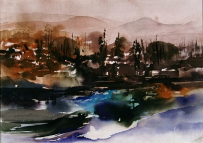 Landscape Series. Untitled #8. Watercolor on paper. 14.75 x 10.5 inches