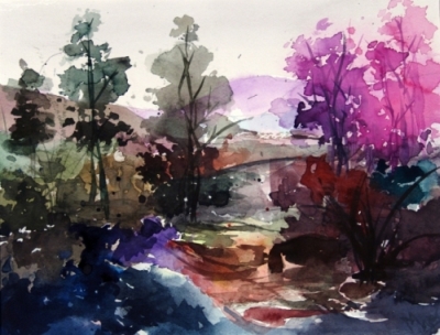 Landscape Series. Untitled #10. Watercolor on paper. 11 x 8.5 inches