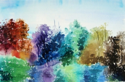 Landscape Series. Untitled #11. Watercolor on paper. 17.25 x 11.5 inches