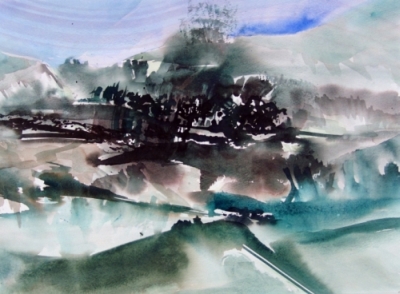 Landscape Series. Untitled #12. Watercolor on paper. 18.5 x 13.5 inches