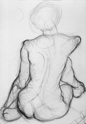 Back view. Pencil on paper.