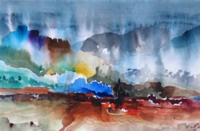 Landscape Series. Untitled #14. Watercolor on paper. 13 x 8.5 inches