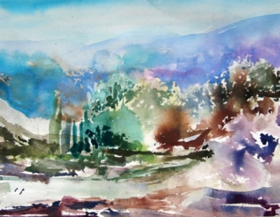 Landscape Series. Untitled #29. Watercolor on paper. 17.5 x 13.5 inches