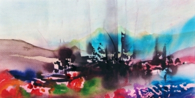 Landscape Series. Untitled #30. Watercolor on paper. 16 x 8.25 inches