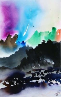 Landscape Series. Untitled #34. Watercolor on paper. 7 x 11 inches