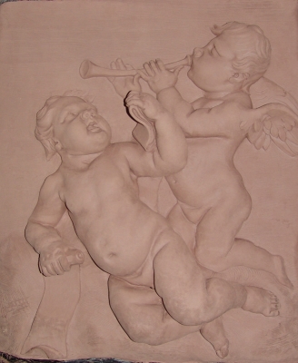 Putti. Clay terra-cotta. 33x27 inches (Private collection, NY) After Francois Duquesnoy (terra-cotta)
