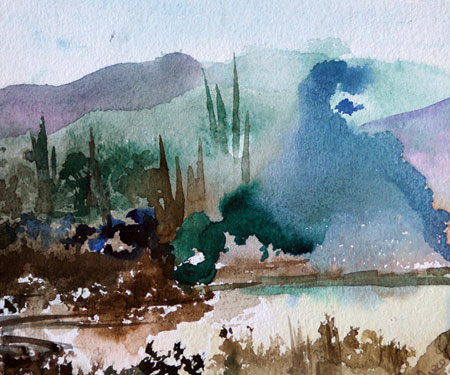 Landscape Series. Untitled #45. Watercolor on paper. 9 x 7.5 inches