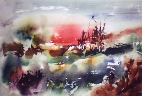 Landscape Series. Untitled #39. Watercolor on paper. 21 x 13.5 inches