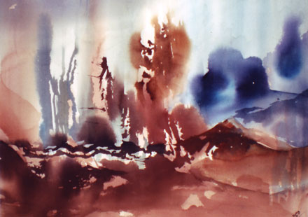 Landscape Series. Untitled #44. Watercolor on paper. 20 x 14.75 inches